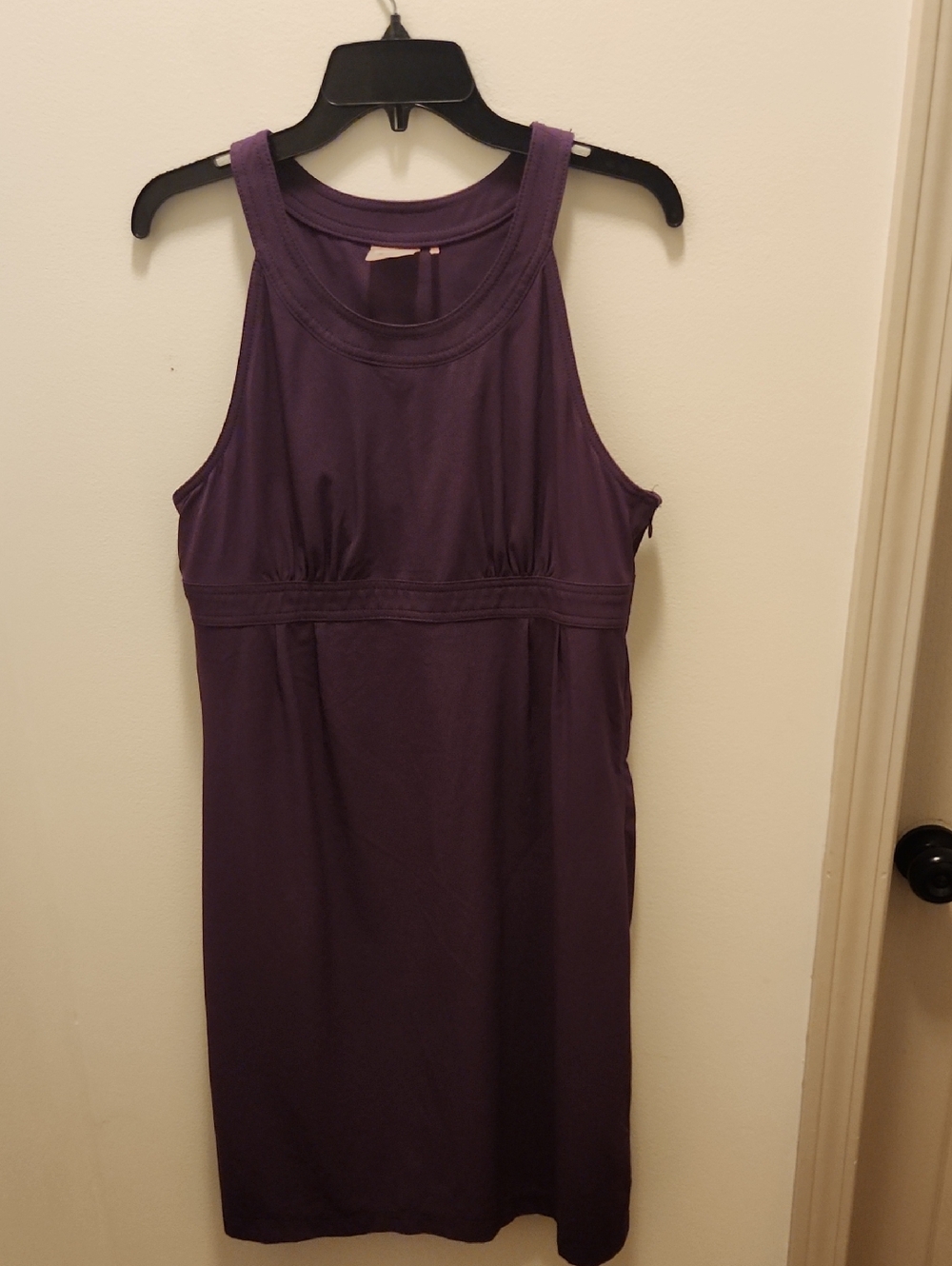 Athleta Voyager Day Dress Purple Boysenberry Sleeveless Pockets Size 12